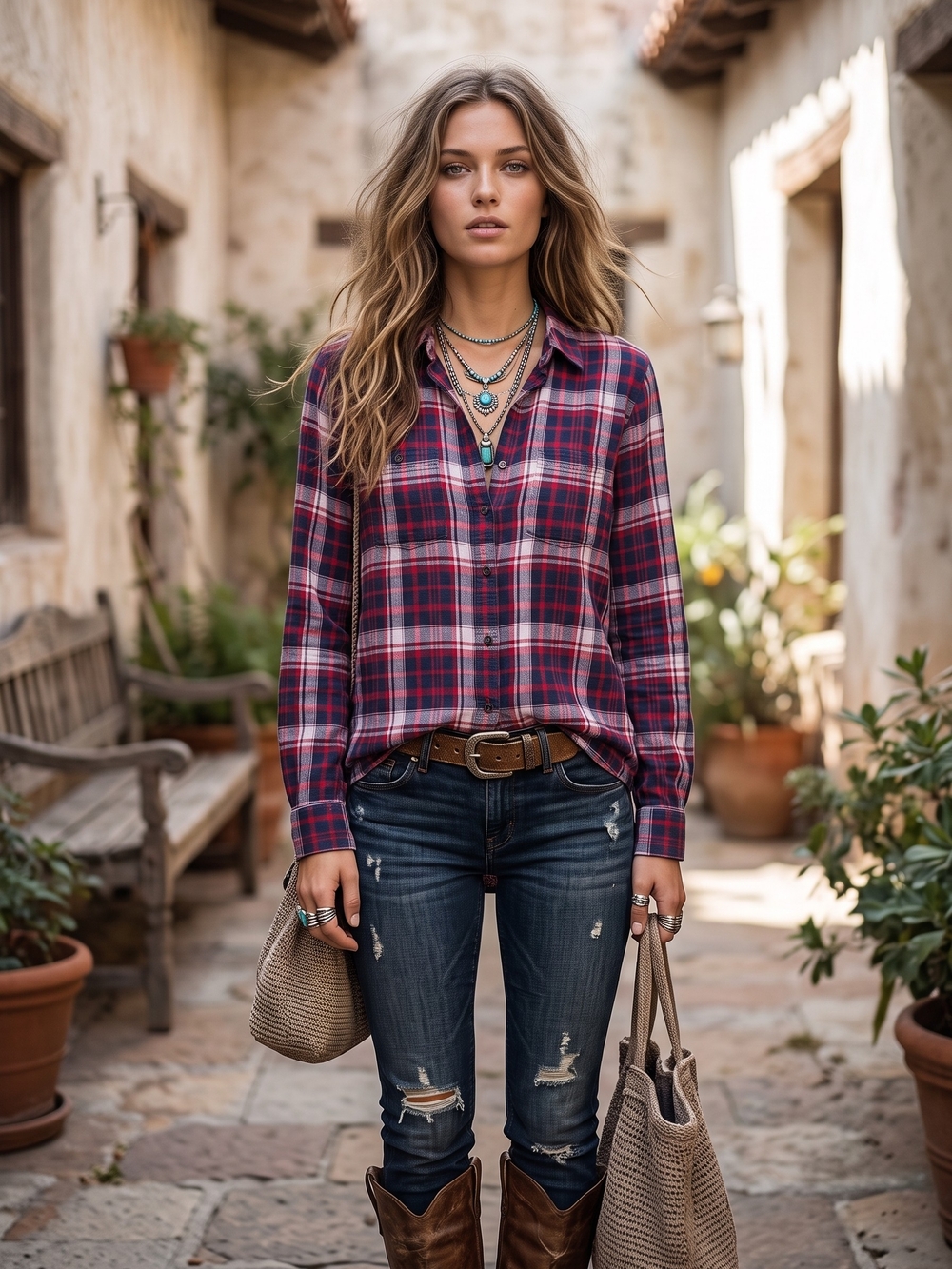 Splendid Plaid Cotton Flannel Shirt Gingham Lined Western Cabincore Peplum Back